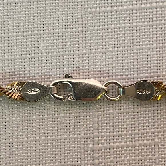 14K Gold Vermeil over Sterling Silver Twisted Chain Necklace Italy 30" L  3.75mm - Picture 6 of 9